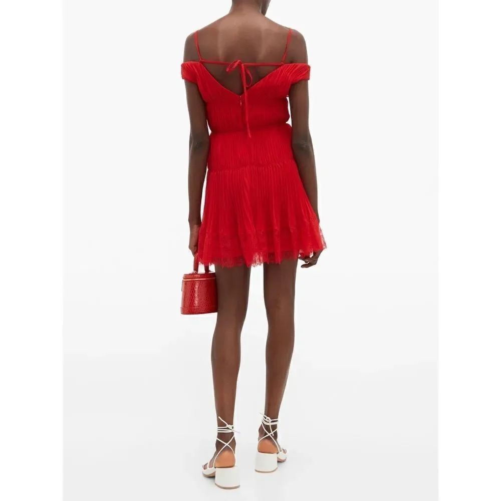 Self-Portrait Orange Off Shoulder Mini Dress - Picture 6 of 13